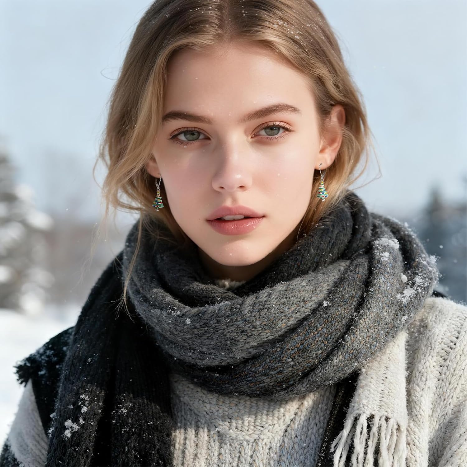 Christmas Tree Earrings Christmas Earrings for Women Dangling Sterling Silver Dangle Holiday Jewelry Xmas Gifts for Mom - Image 9