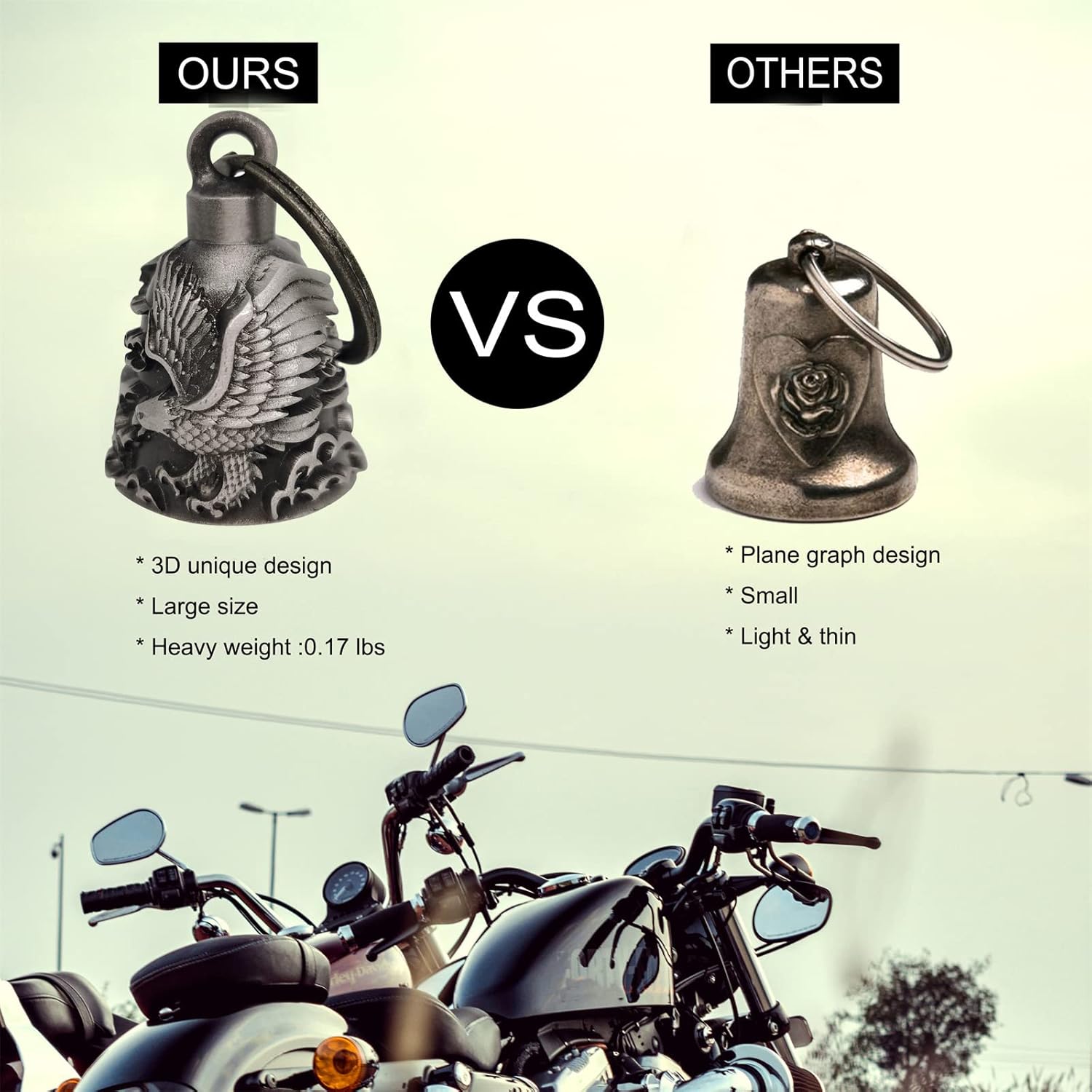 Dream Apparel Motorcycle Ride Bell For Bikers, Heavy Spirit Bells Accessory And Key Chain For Luck - Image 3