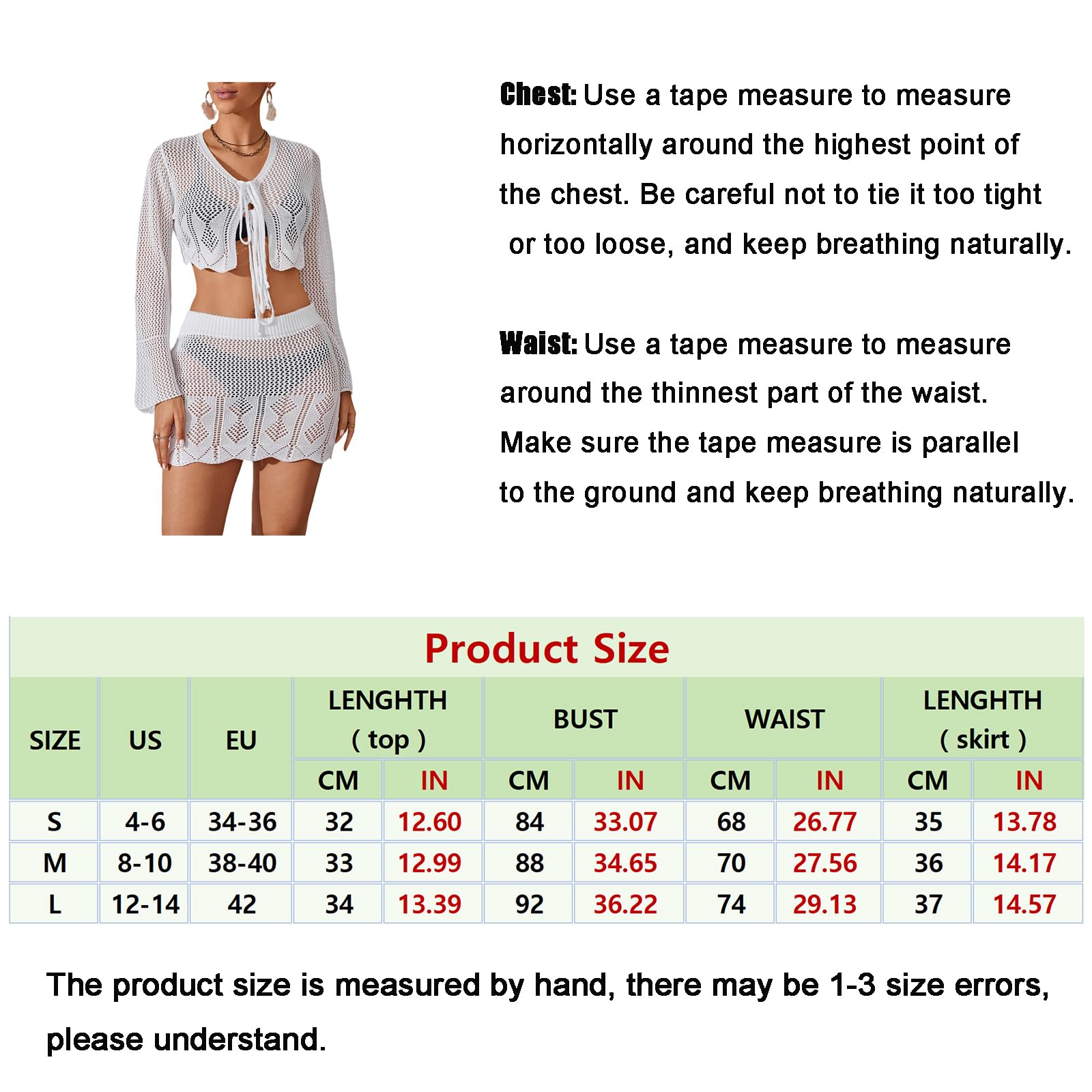 Copricostumi all'Uncinetto per Le Donne Scava Fuori Lavorato a Maglia Spiaggia Crop Top e Gonna Set Costume da Bagno