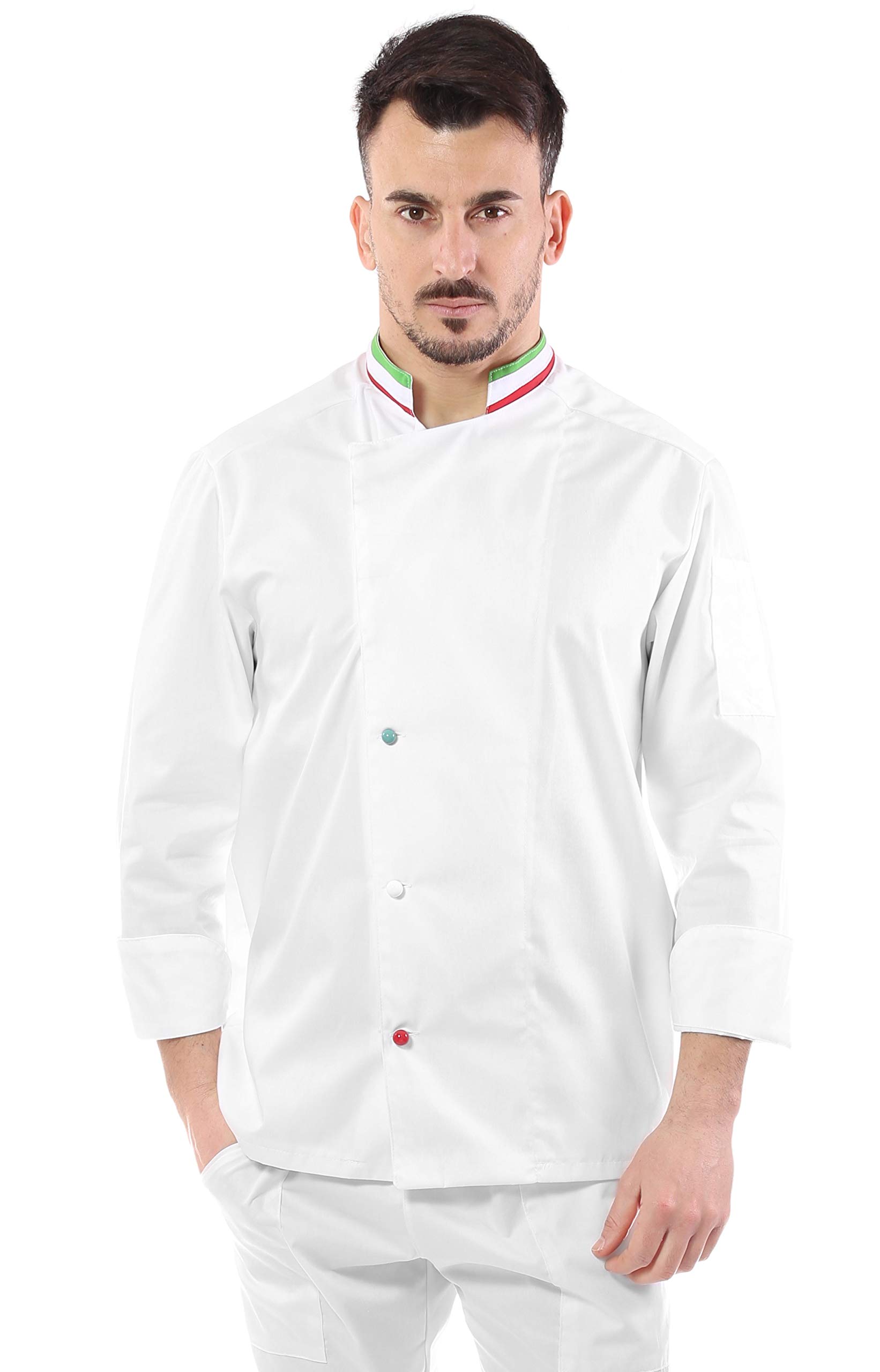 Chaqueta de cocinero para hombre – Blanca/Italia – Casaca Chef – Uniforme personalizable para cocina y restaurante – Fabricado en Italia