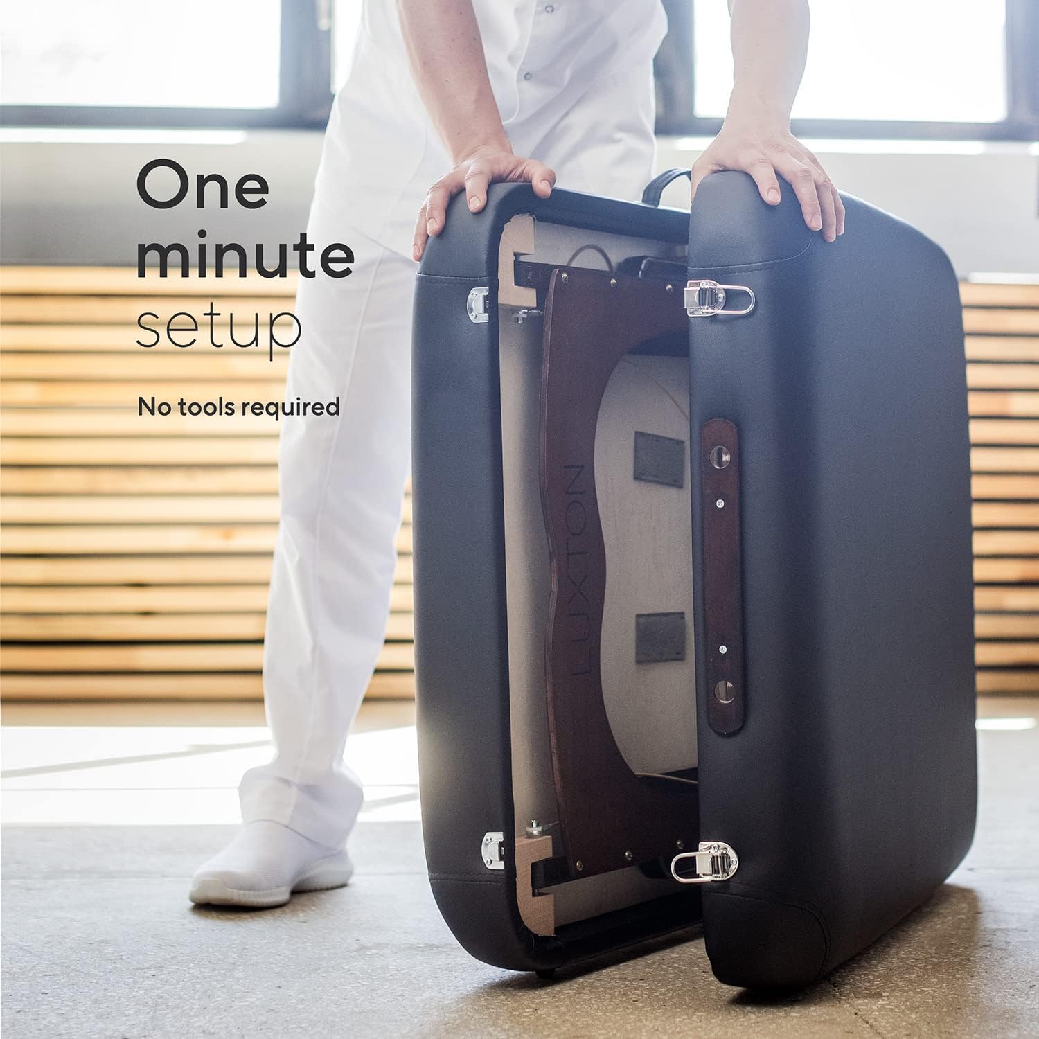 Luxton Home Memory Foam Massage Table with Rolling Carrying Bag, Washable Sheets and More - Thicker and Wider Portable Massage Bed - Professional Ergonomic Folding Spa Bed with Adjustable Height : Beauty & Personal Care