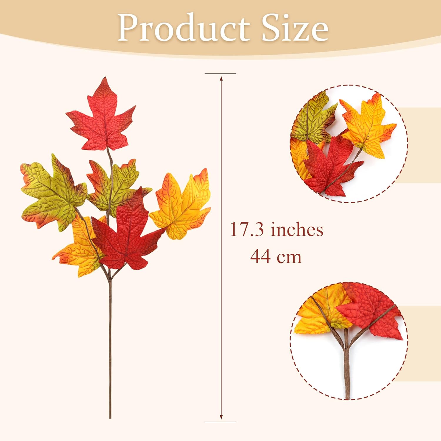 6 Pcs Fall Leaves Stems Artificial Flowers Fall Maple Leaf Foliage Stems Autumn Branches for Vase Party Centerpiece Thanksgiving Décor - Image 3