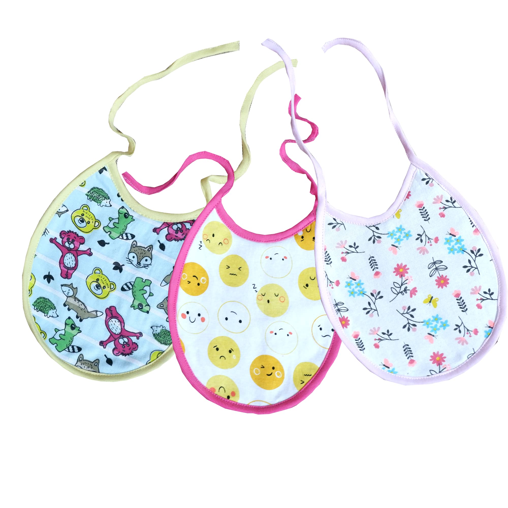 Rosa Mystica Baby Feeding Bibs for Newborn | Cotton Apron for Babies Girls Boys colorful Round Bibs 3 Layer Fully Waterproof hosiery Bibs (Pack of Any 6)(0-2 Years)