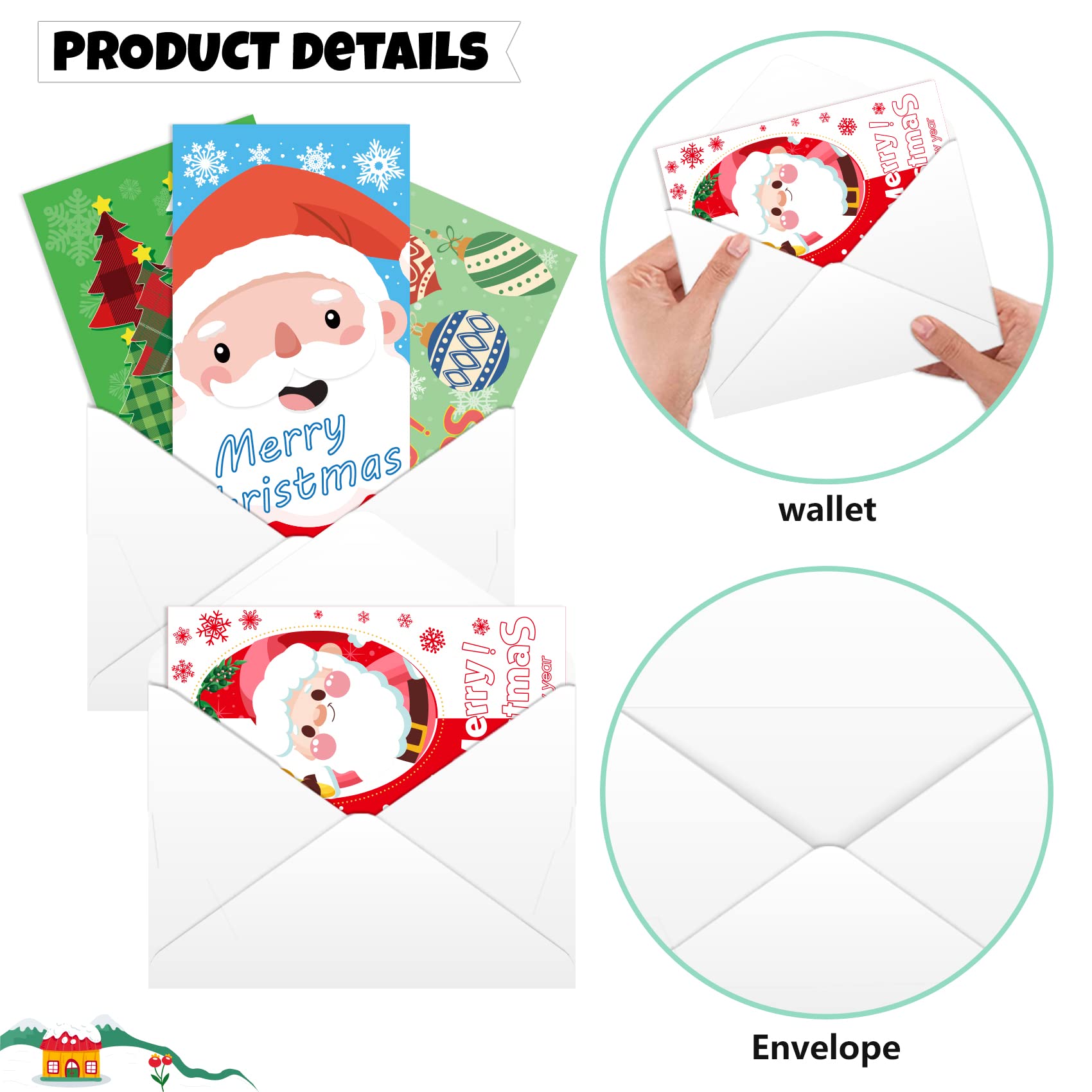 Wlulu Christmas Money Wallets for Cash Gifts Xmas with Envelopes Money Wallets for Xmas Gift Card Envelopes Christmas Money Wallets for Cash Gifts - Image 3