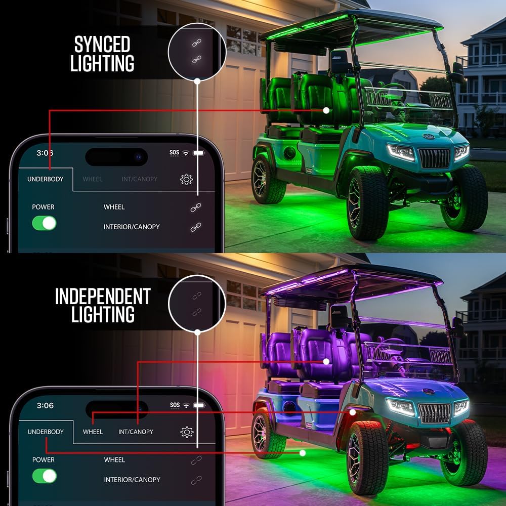 LEDGlow Add-On Bluetooth 12V Control Box Upgrade for 4-Seater & 6-Seater Golf Cart Underbody Underglow Kits - Only Compatible with LEDGlow Golf Cart Kits - Includes Junction Cables for Lighting Tubes