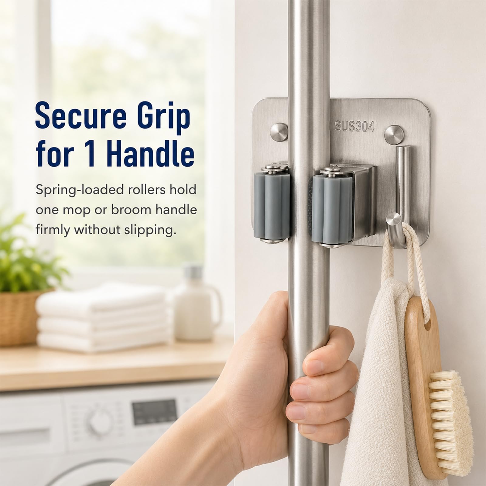 Broom & Mop Wall Mount - 4 Pack -2