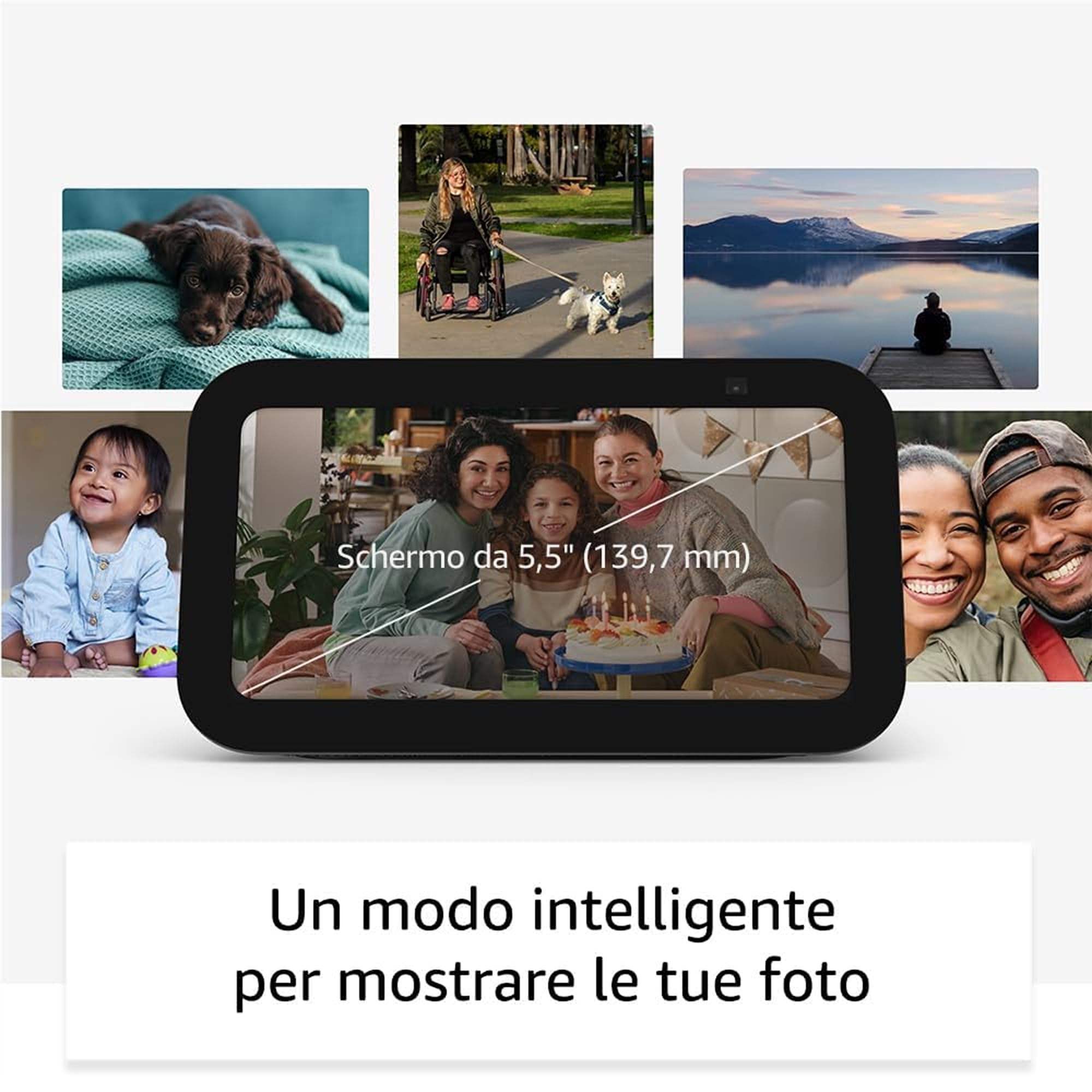 Echo Show 5 (Ultimo modello) | Bianco + WiZ Presa intelligente, compatibile con Alexa - Kit di base per Casa Intelligente