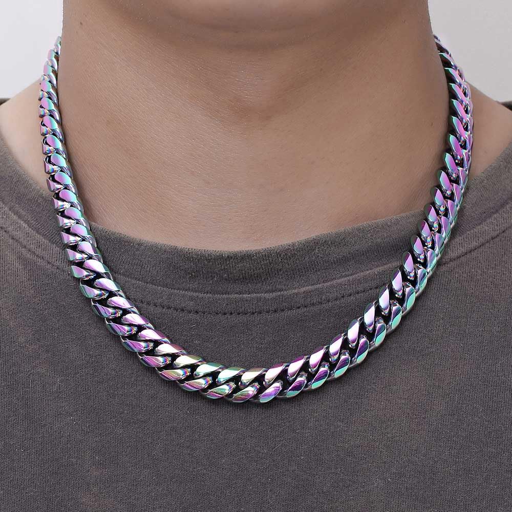 High Hip Hop Jewelry Rainbow Color Miami Stainless Steel