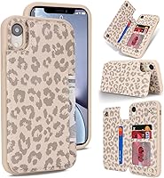 Vista 37 de iCoverCase Compatible con Funda para iPhone XR con Tarjetero, Funda de Teléfono Tipo Cartera para Hombres y Mujeres con Bloqueo RFID de Piel Beige