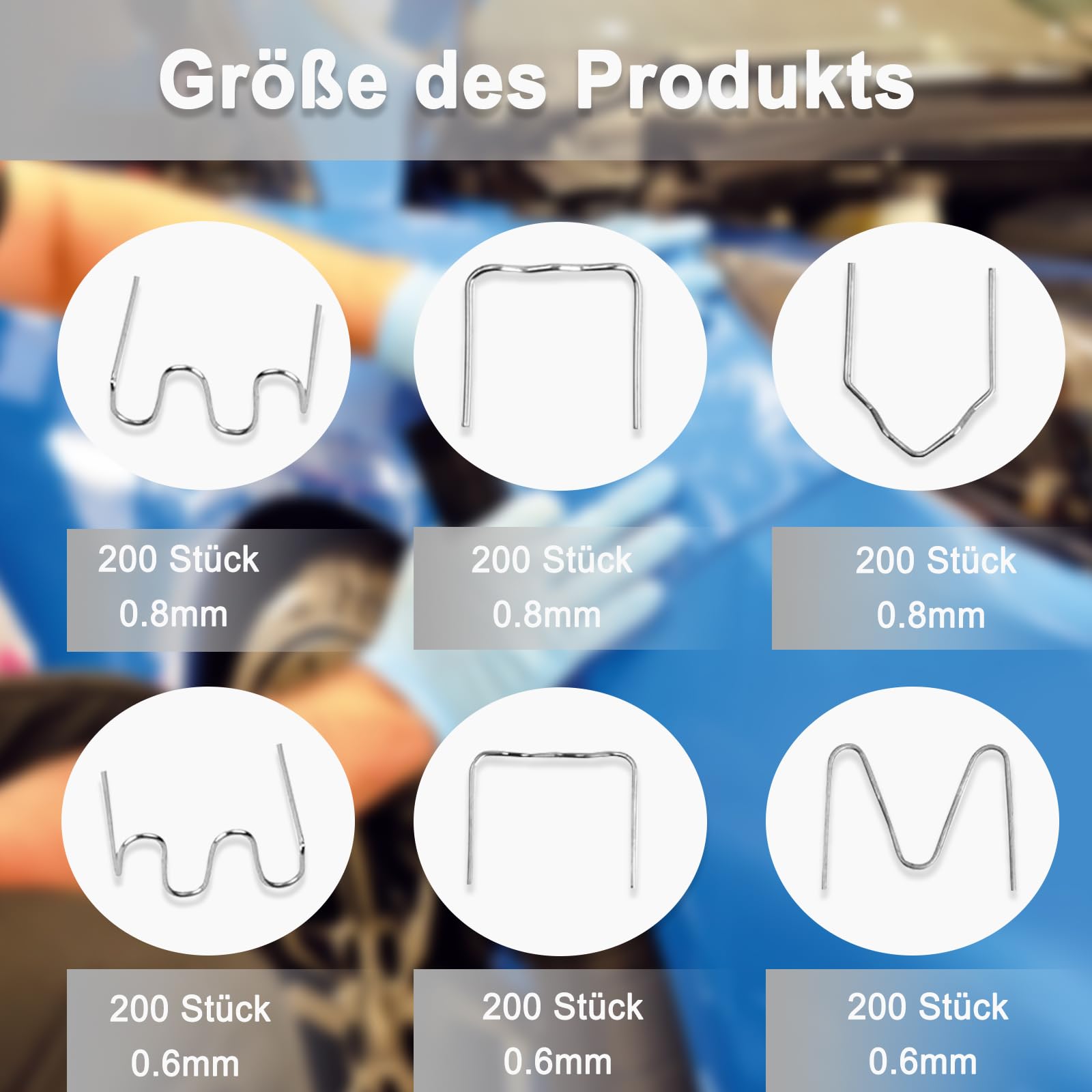 Punti Metallici per Saldatrice di Plastica,Punti Caldi in Acciaio Inox,1200 Pezzi Graffette Per Saldatura In Acciaio,0,6-0,8mm Pretagliato Graffette Per La Piparazione Di Plastiche Paraurti Auto