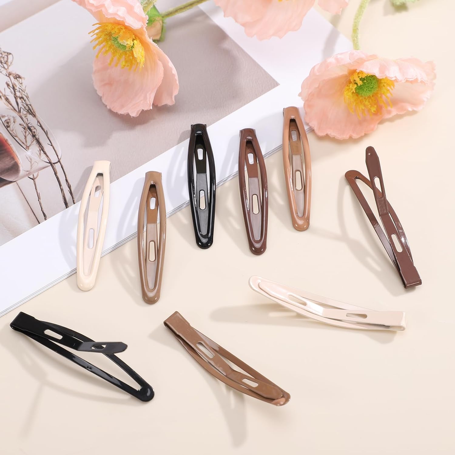 obeoby 40 Pcs 5 Colors Metal Snap Hair Clips, 2.36 Inch Hair Barrettes Accessories for Women Girls Holiday Birthday Gifts