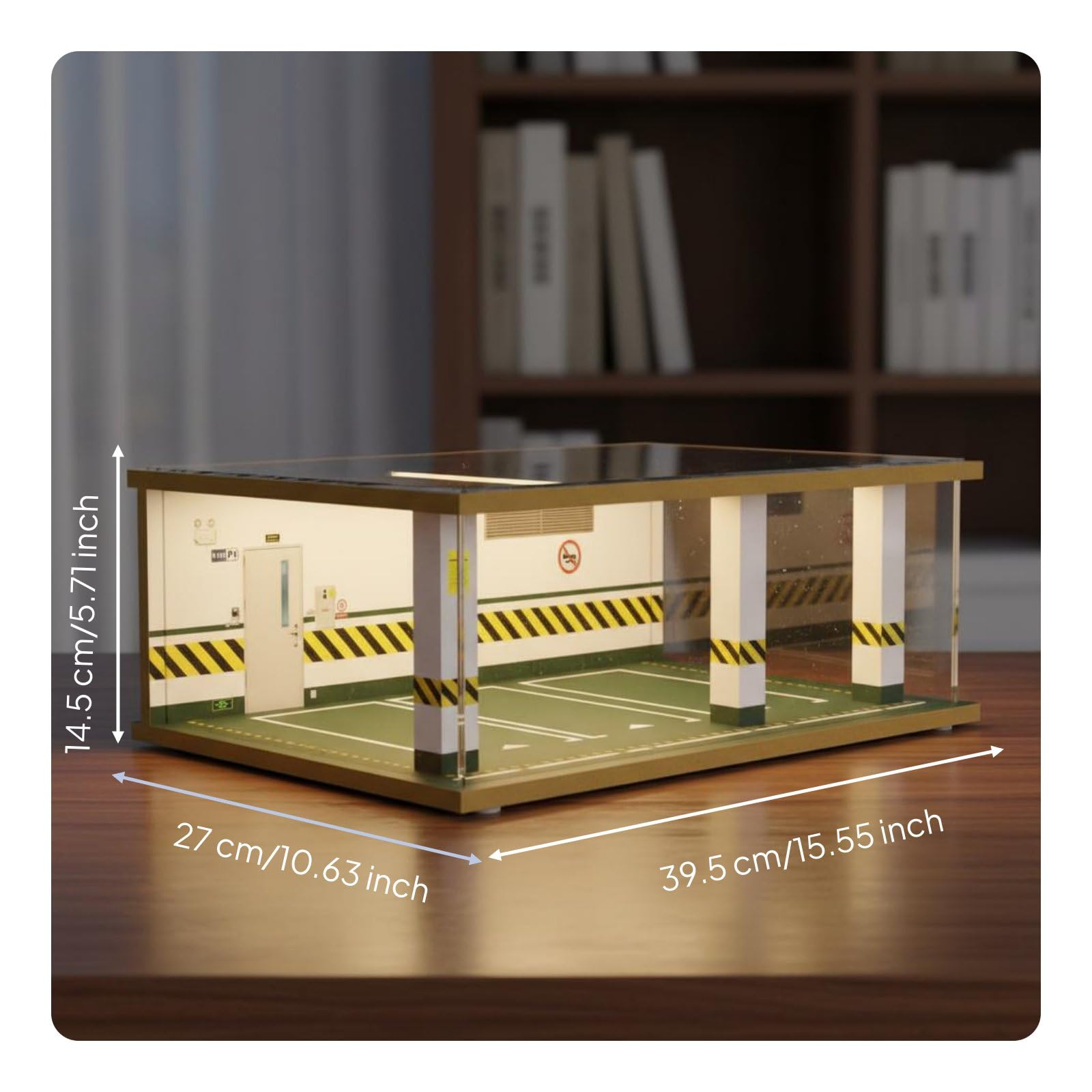 Harilla Car Garage 1 24 Maßstab Parkhaus Diorama Vitrine Modellauto Display Vitrinenkasten Präsentationsgehäuse Beleuchtung Holz Gestell Acryl Abdeckung