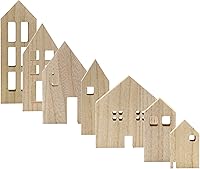 AuldHome Design Set of 7 Wooden Christmas Village Houses - Unfinished DIY Silhouettes for Rustic Holiday Decor