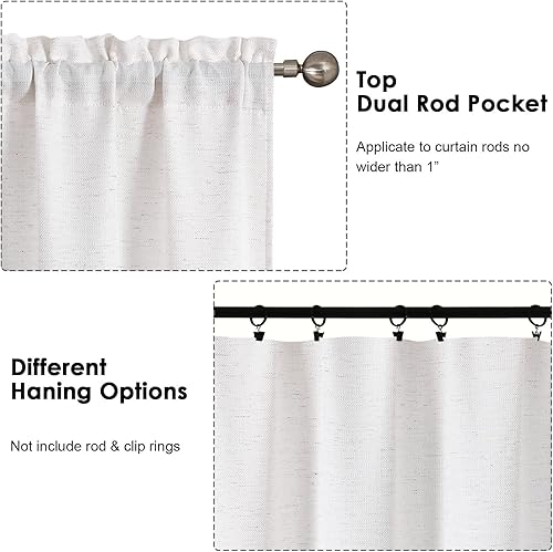 Miniatura 4 de OWENIE Bob Cortinas Naturales de 96 Pulgadas Extra Largas Juego de 2 Paneles para Sala de Estar y Dormitorio, Filtrado de Luz Lino Sintético