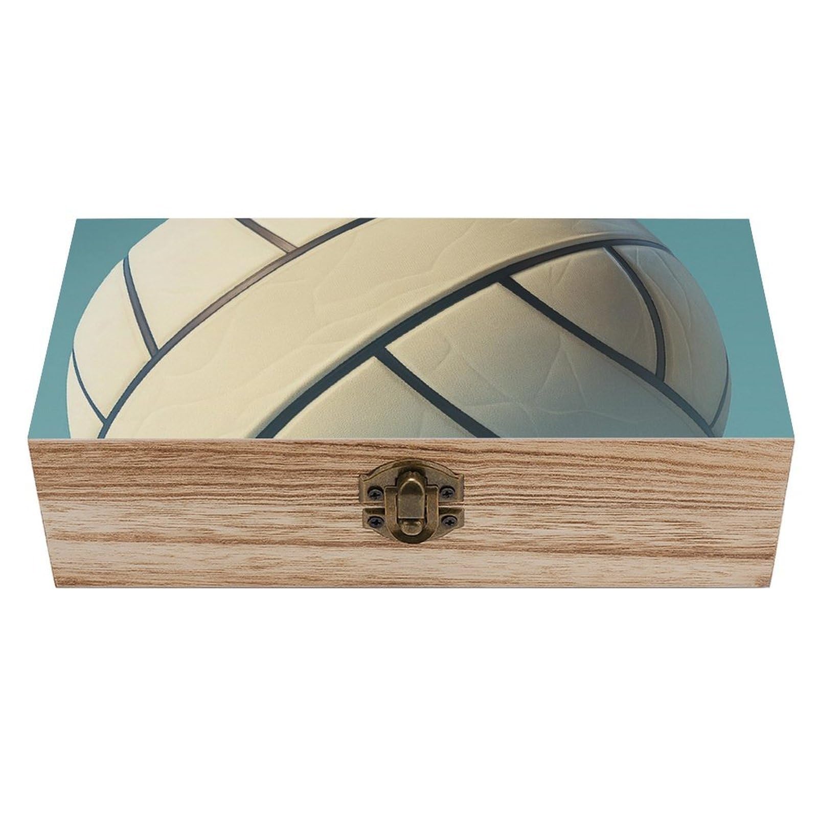 Oudrspo White Volleyball Retro Wooden Storage Box Keepsake Jewelry Decorative Art Storages Box Gift Boxs