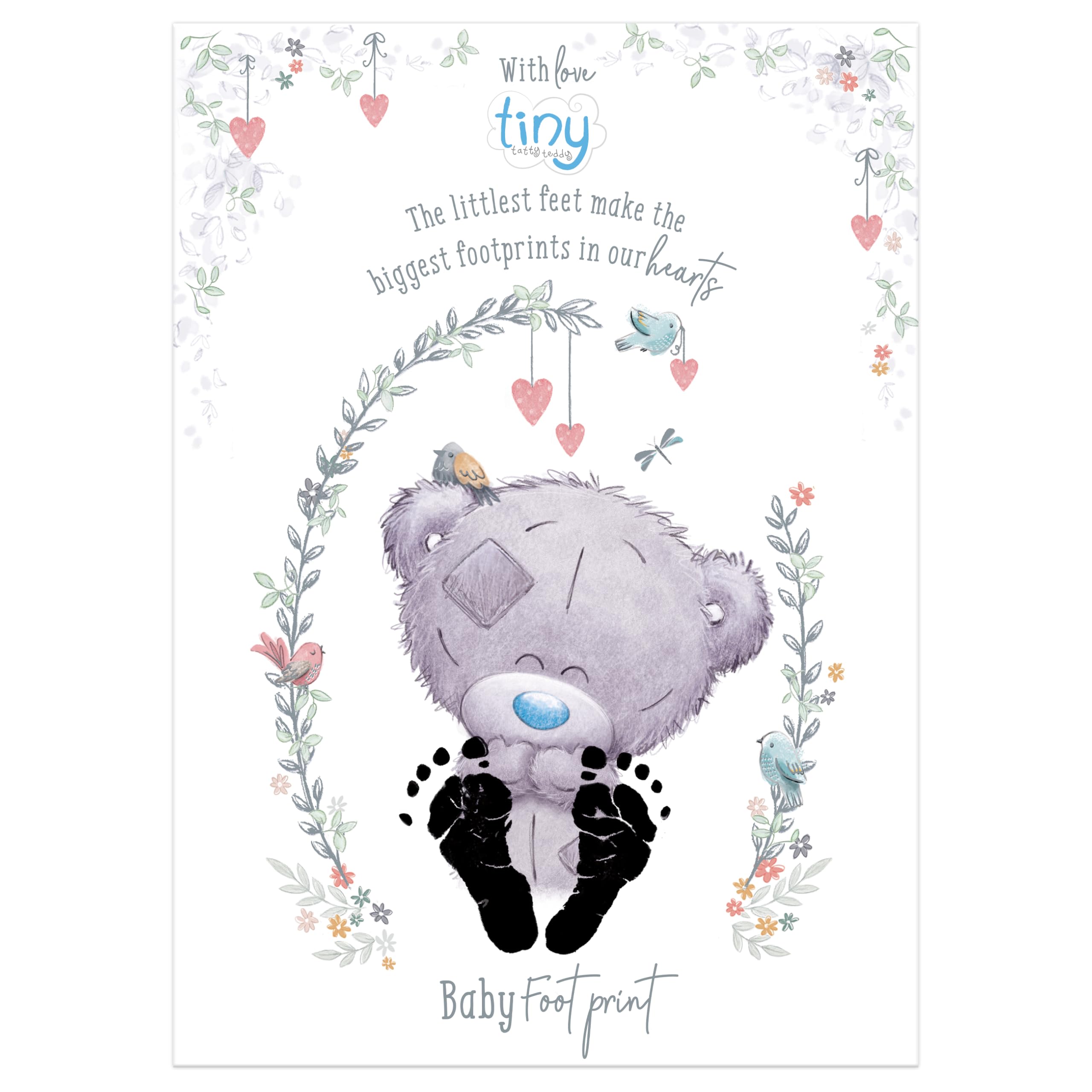 Me to You Tiny Tatty Teddy Baby-Safe Footprint Gift Set - Official Collection, White, Grey