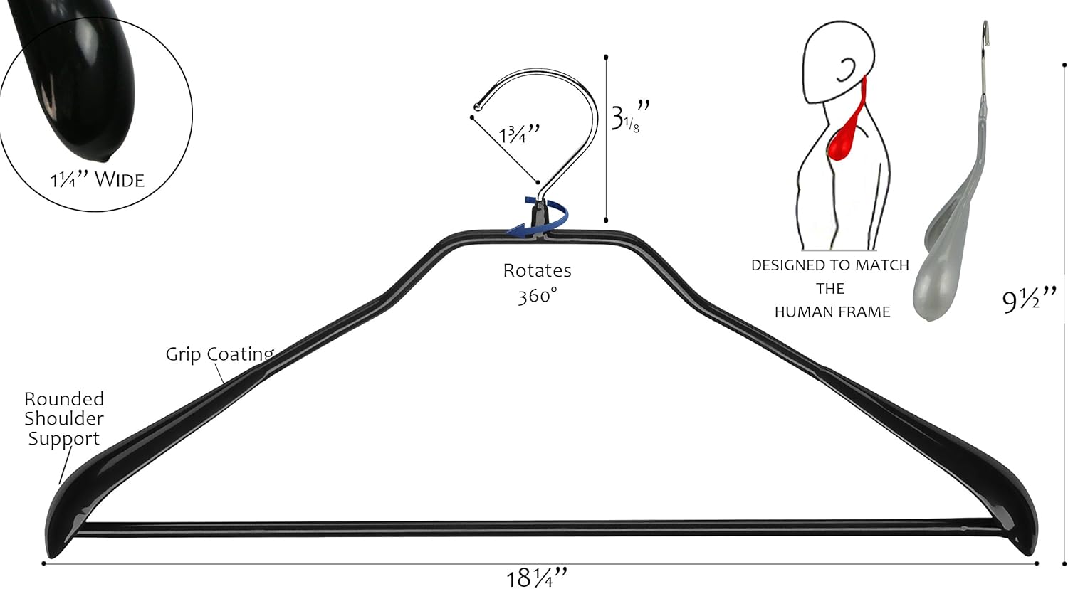 Suреr Dеаl Prоduсt Mawa by Reston Lloyd BodyForm Series Non-Slip Space-Saving Extra Wide Clothes Hanger with Bar for Pants