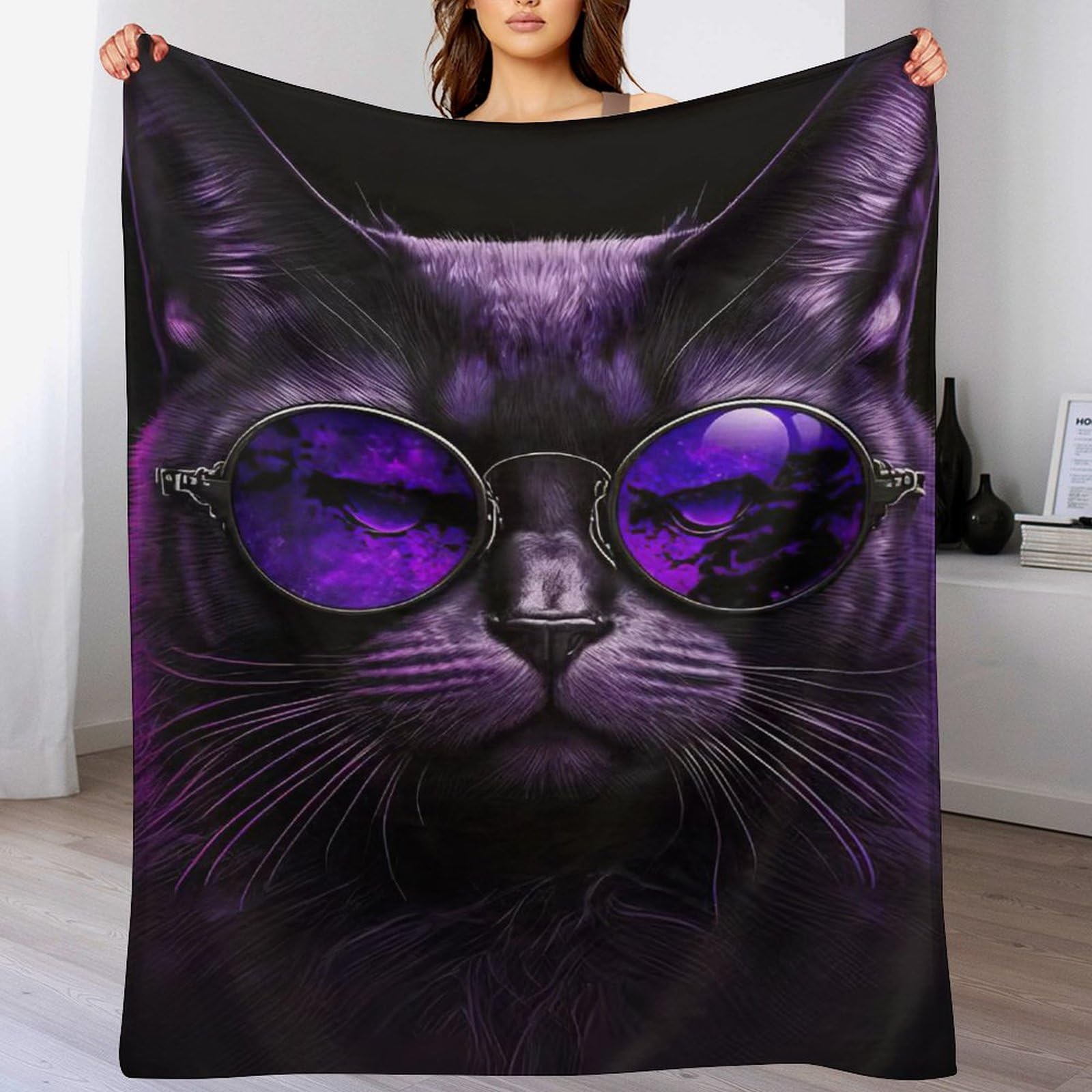 Couverture de canapé motif chat plaid flannel 3D pour enfant adulte