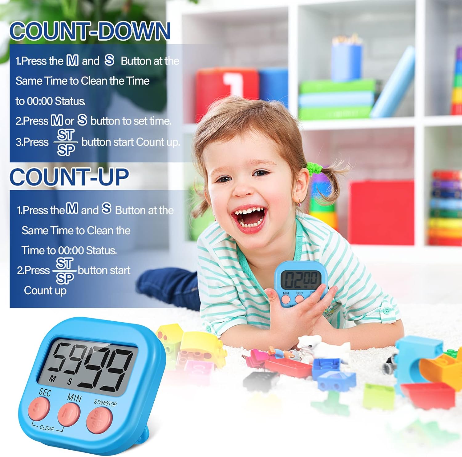 30 Pieces Small Digital Kitchen Timers Magnetic Countdown Timer Loud Alarm Big Digits Classroom Stopwatch Clock Timer for Cooking Baking Sports Games Office (not Including Battery)