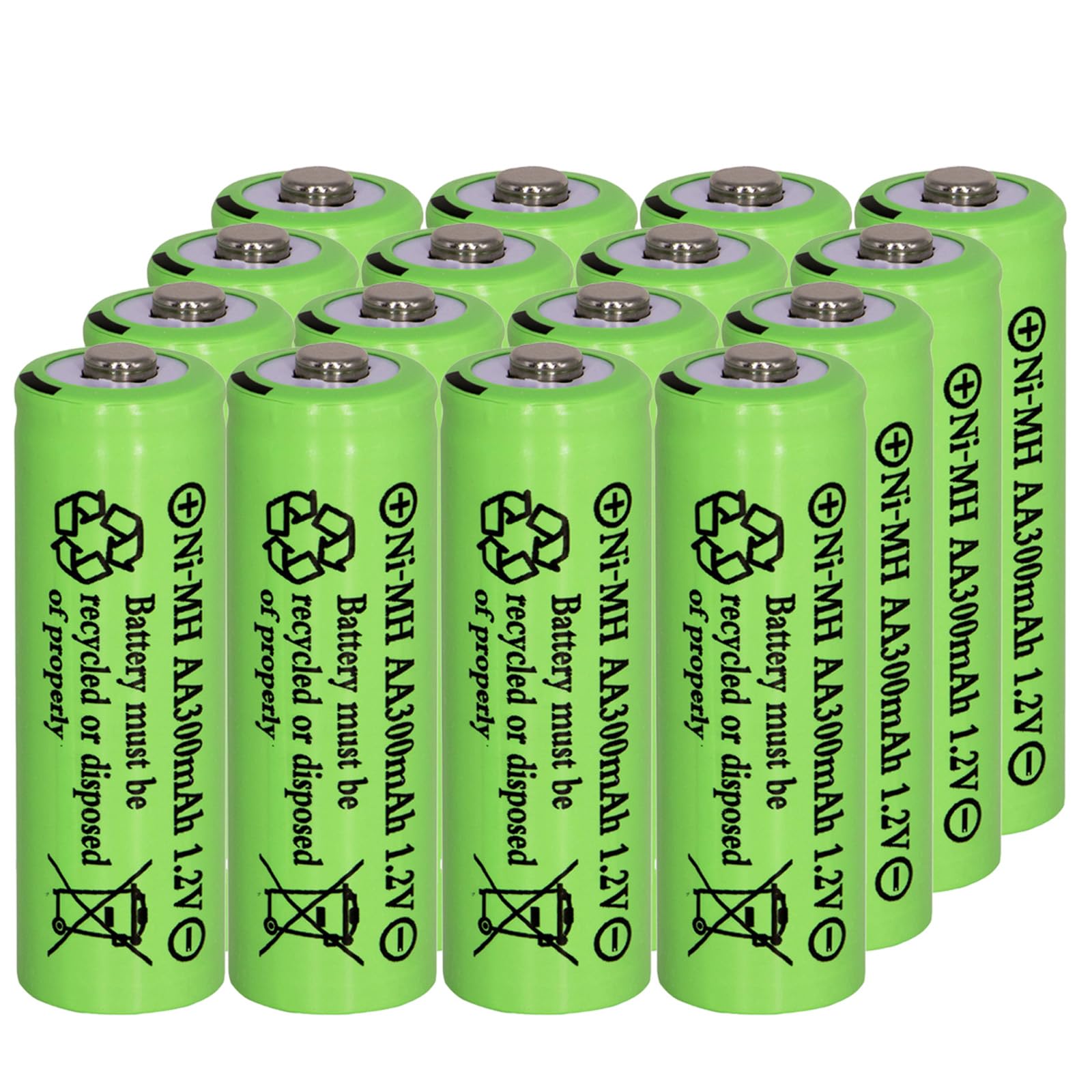 16 Packungen Solarleuchten Batterien AA 300 mAh 1,2 V Ni-MH wiederaufladbare Doppel-A-Akku für Außen-Solarleuchten, Lichterketten, Wegeleuchten