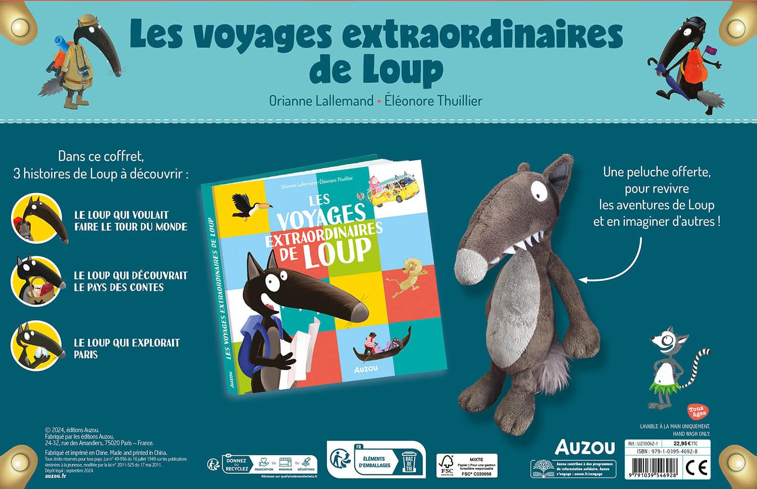 Coffret - les voyages extraordinaires de loup: Coffret avec une peluche et Le loup qui voulait faire le tour du monde ; Le loup qui découvrait le pays des contes ; Le Loup qui explorait Paris