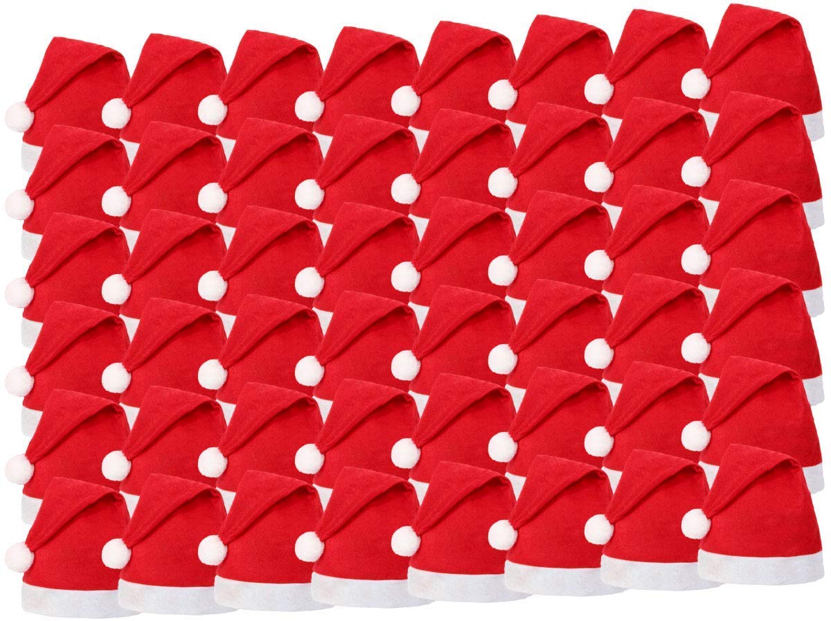 Urvi CreationsUrvi Creations Set of 50 Christmas Santa Claus Hat / Santa Claus Cap Merry Christmas Hat Cap for Christmas /Xmas Party Celebration