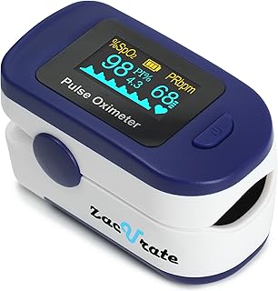 Zacurate 500B-B Wireless Bluetooth Fingertip Pulse Oximeter, Blood Oxygen Monitor with Free App, SpO2, Plethysmograph, and Perfusion Index Finger Oxygen Sensor