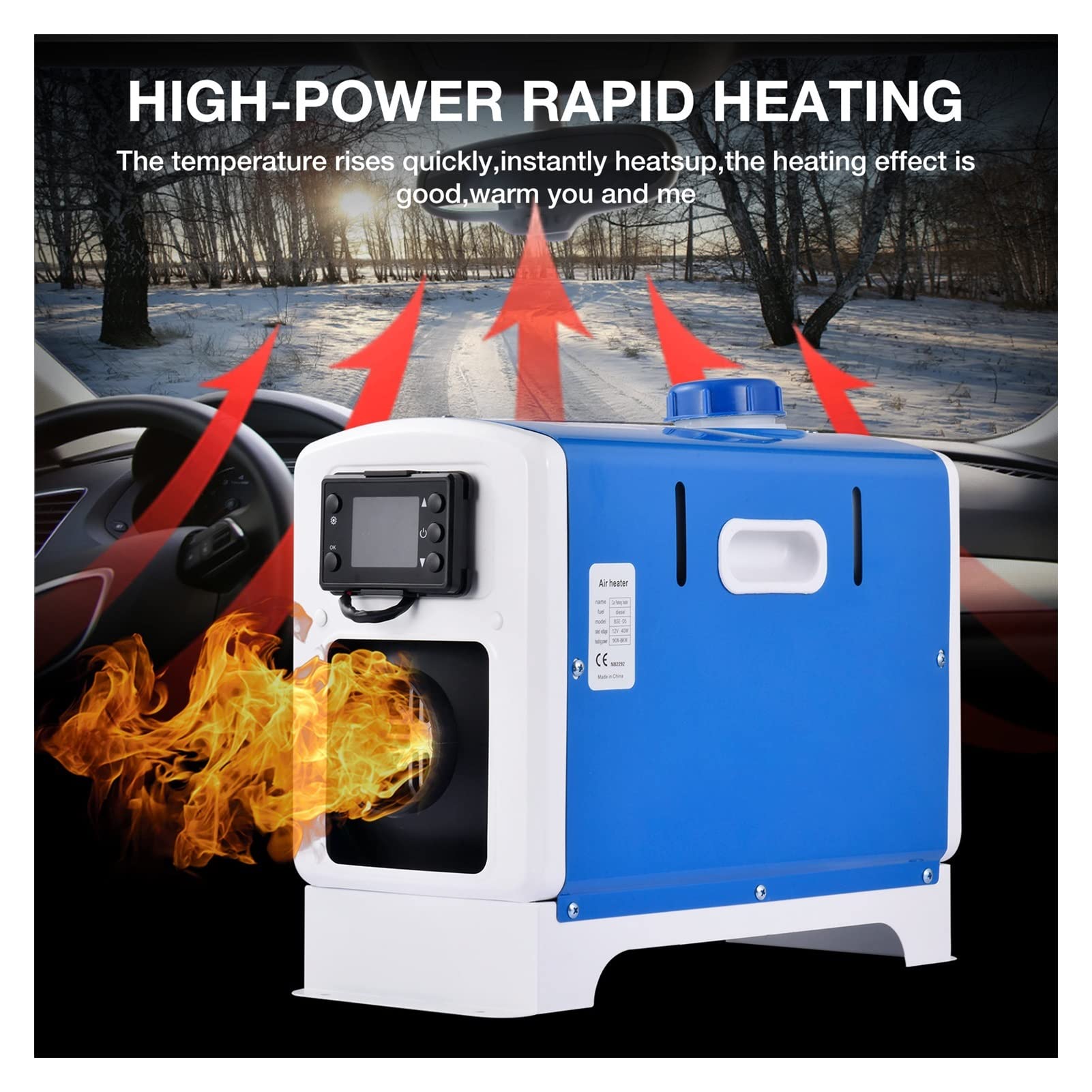 Ogrzewacz powietrza 12 V/24 V 5000 W, ogrzewanie postojowe na paliwo do samochodów ciężarowych, ogrzewanie powietrza, akcesoria do ogrzewania samochodowego, maksymalizacja efektywności paliwowej (Bi