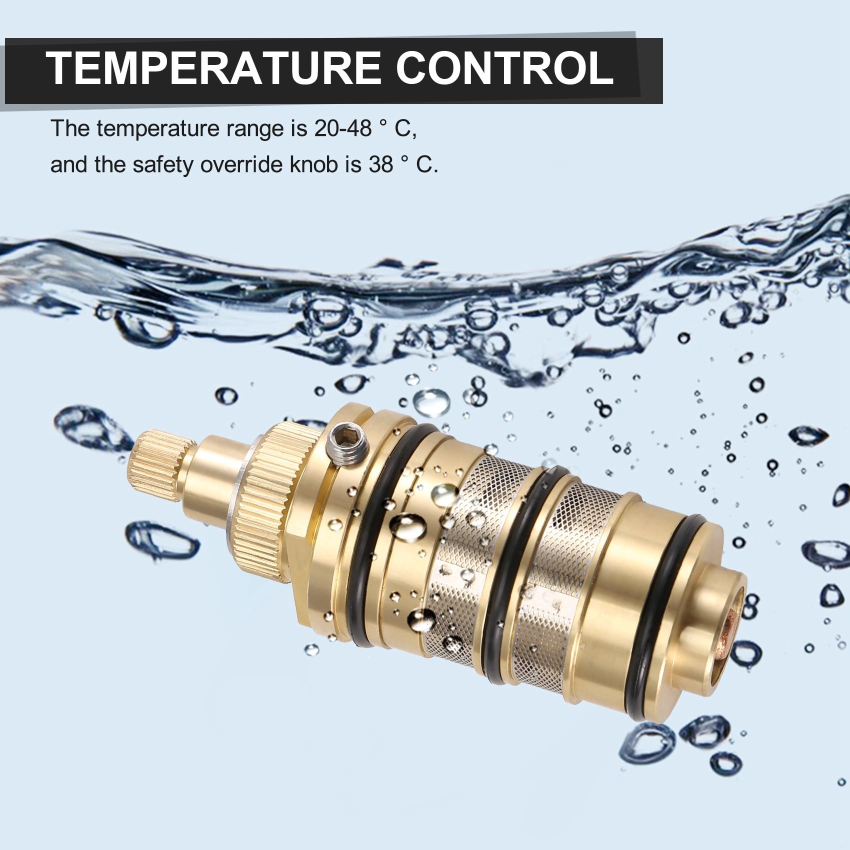 Cartouche Thermostatique de Remplacement en Laiton, Kit de Réparation de Barre de Valve de Mélangeur de Douche, de Contrôle de la Température de L'Eau de Salle de