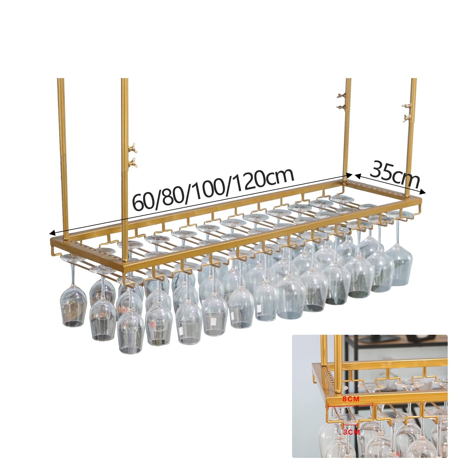 Wine rackMetal Wine Glass Holder Rack C Hanging Upside Down Goblet Holder Adjustable Height