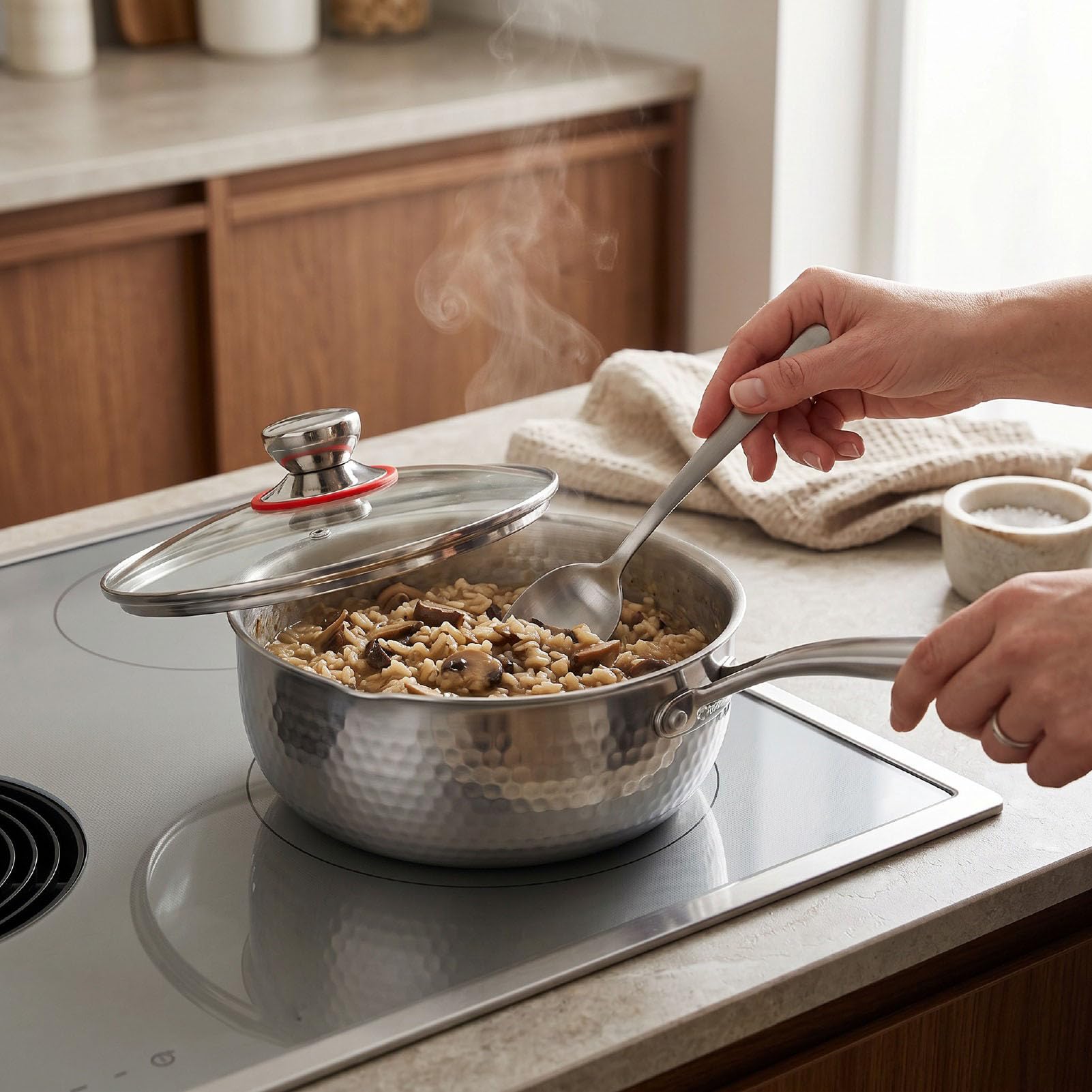 ZJchao Pentola in Acciaio Inox SUS316, Antiaderente, Fondo a 5 Strati, con Base Clad per Induzione, per Alimenti per Bambini e Salse