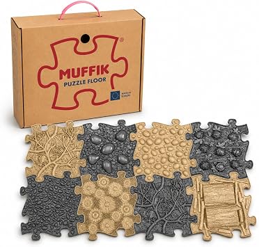 Muffik Natural Set - Muffik Natural Set - 8 Piece Orthopedic Sensory Mat - Therapeutic Development and Health Set for Children and Adults