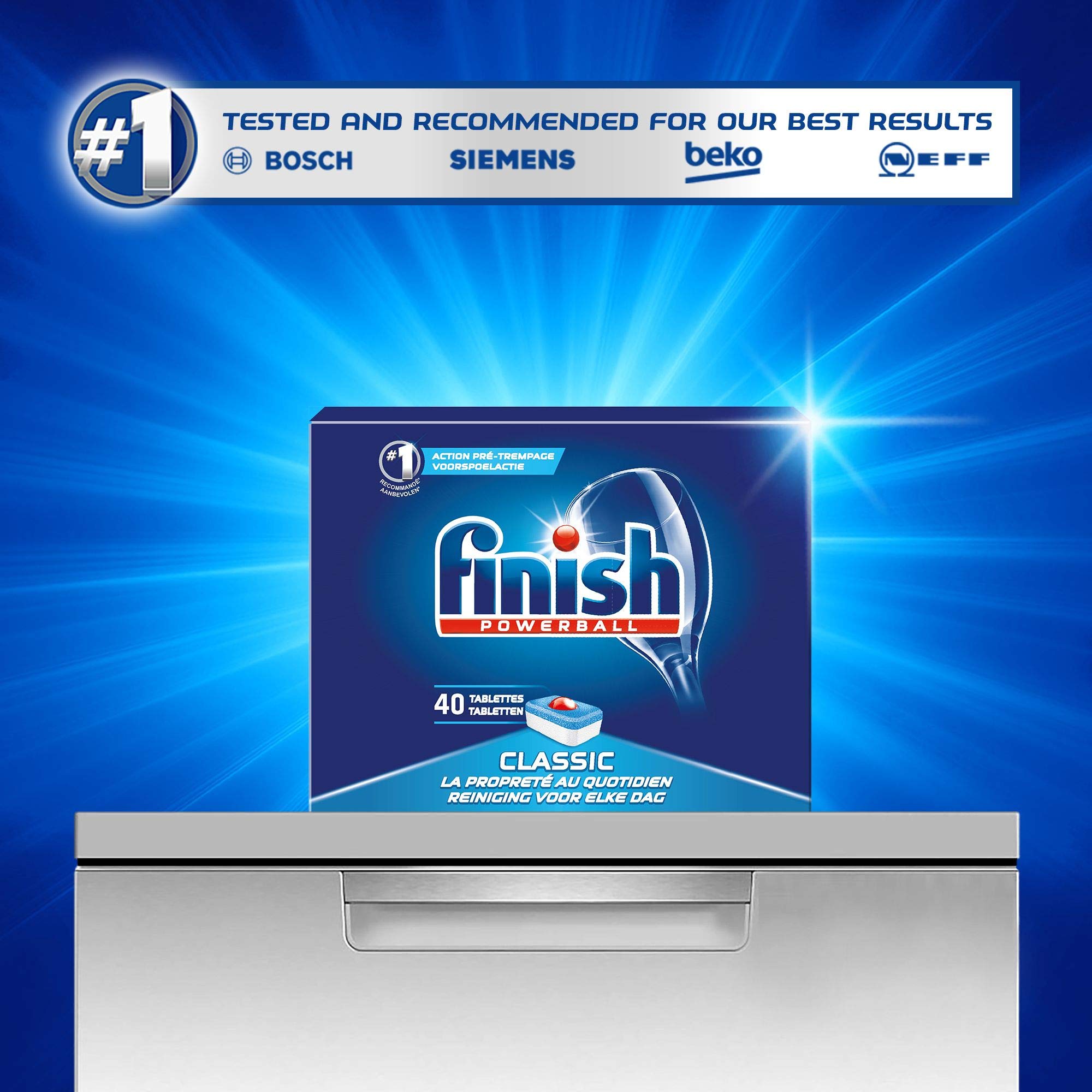 Finish Powerball Classic - Detersivo in pastiglie per lavastoglie, 3er Pack (3x 40 pastiglie)
