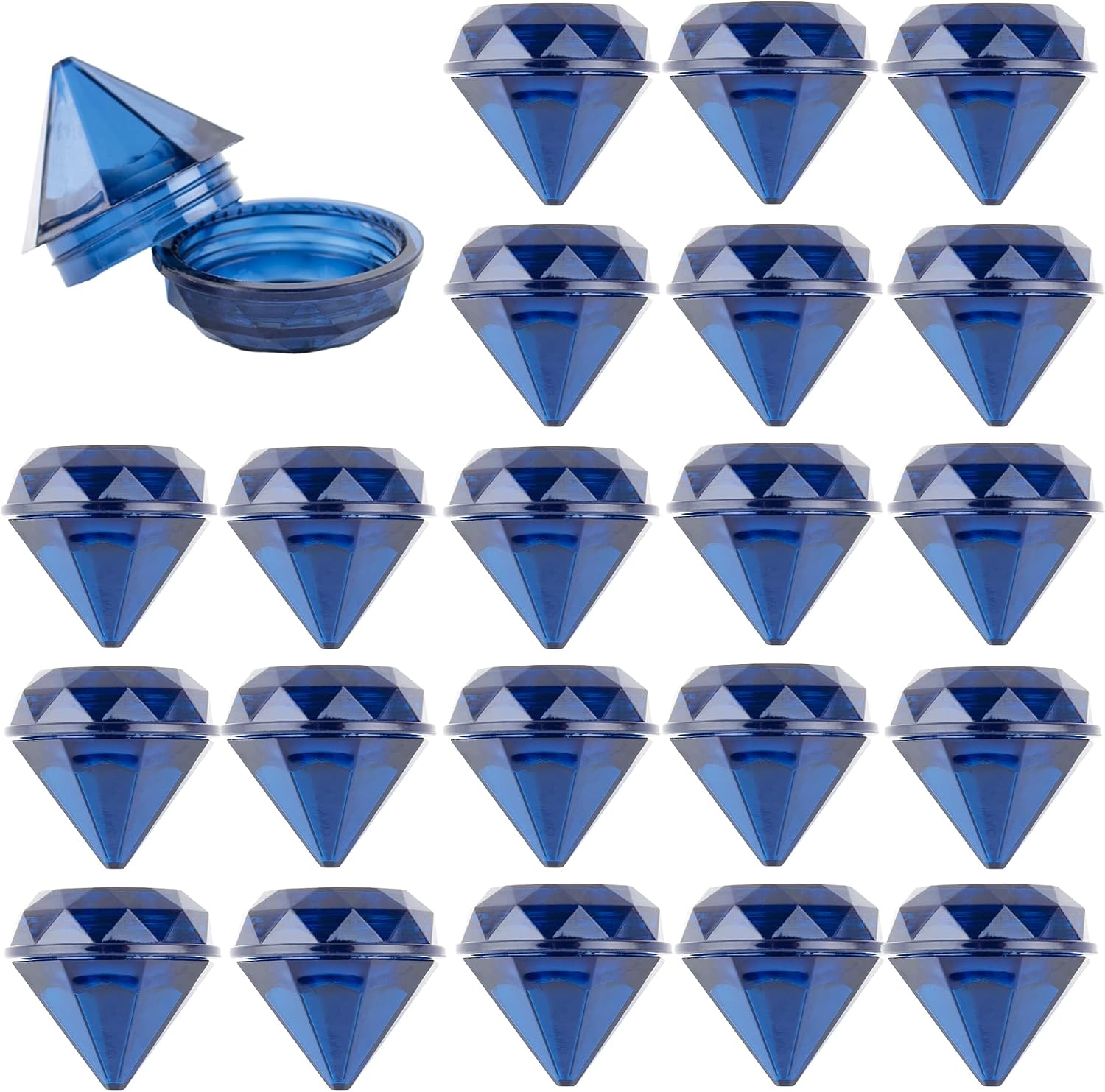 AUEAR, 50 PCS 5 Grams Diamond Shaped Plastic Cosmetic Jars Empty Refillable Box with Lids for Container Decor Makeup, Sample, Jewelry, Lotion, Cream, Lipbalm, Eye shadow, Blue