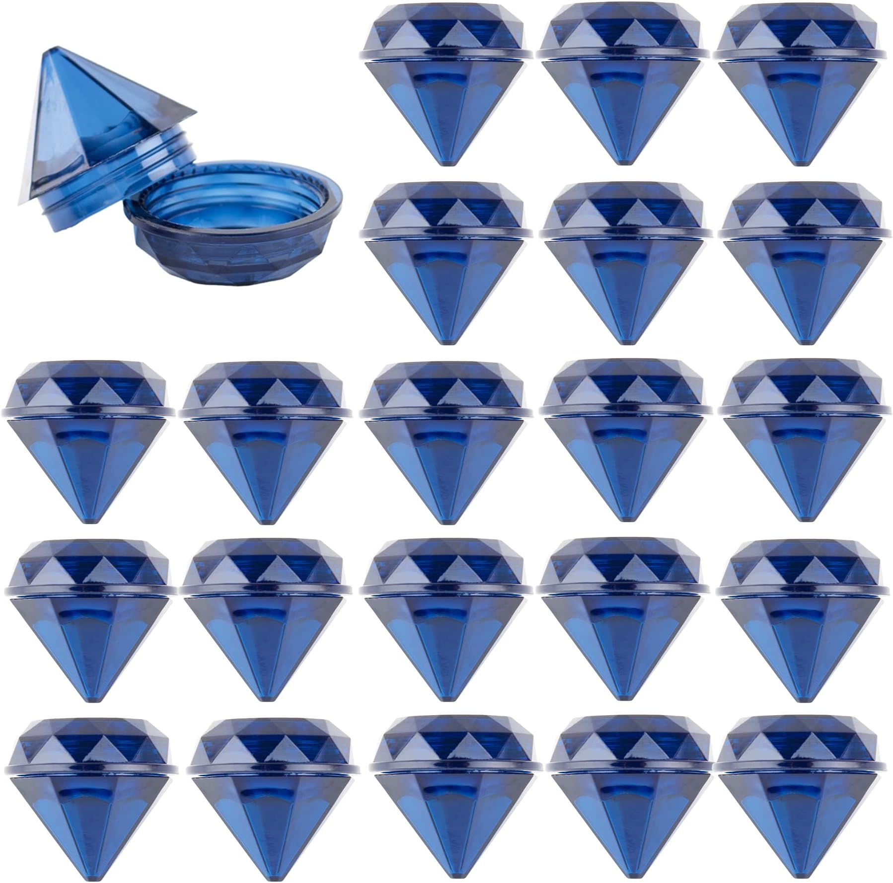 AUEAR, 50 PCS 5 Grams Diamond Shaped Plastic Cosmetic Jars Empty Refillable Box with Lids for Party Favors Container Decor Makeup, Sample, Jewelry, Lotion, Cream, Bead, Lipbalm, Eye Shadow, Blue