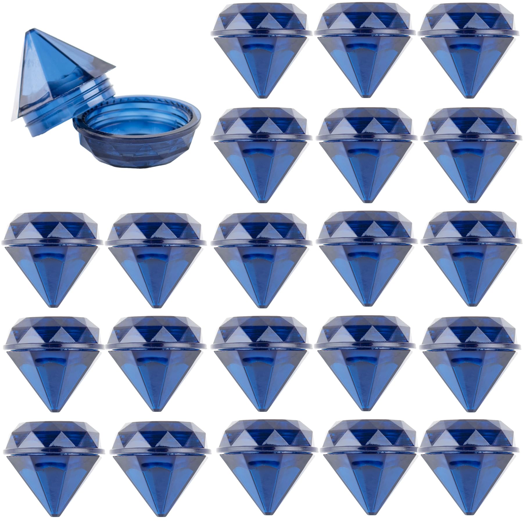AUEAR, 50 PCS 5 Grams Diamond Shaped Plastic Cosmetic Jars Empty Refillable Box with Lids for Party Favors Container Decor Makeup, Sample, Jewelry, Lotion, Cream, Bead, Lipbalm, Eye Shadow, Blue