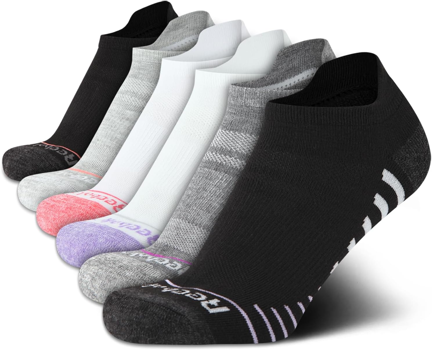 Reebok Womens Ankle Socks - 6 Pack Half Terry Performance Low Cut Athletic Socks for Women with Anti-Blister Heel Tab (4-10)