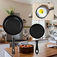 Vista 3 de Flylin 2 PCS Skillet Set, Portable Mini Frying Pan with Marble Coating Non-Stick and Heat Resistant Handle, Skillet Deeper Skillet Pan for home