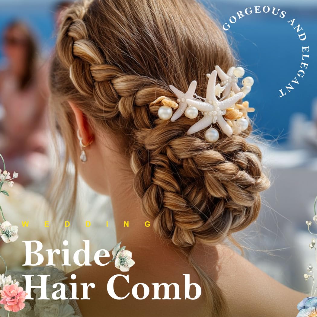 Evild Starfish Hair Comb Mermaid Hair Accessories Beach Wedding Bride Hair Pieces for Women - Image 3