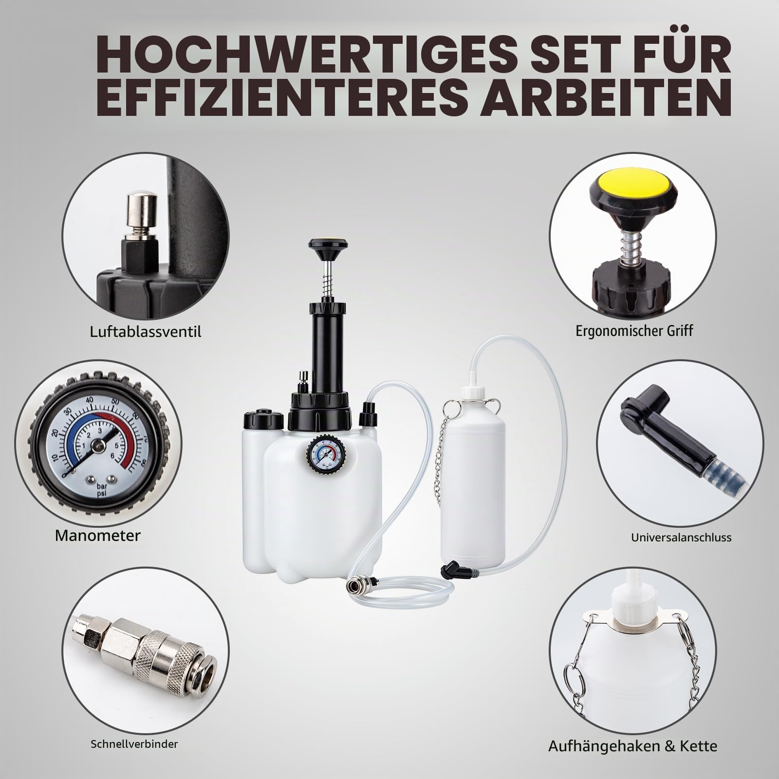 3L Bremsenentlüfter Auto mit 1L Absaugbehälterfür E20 (ø45mm)