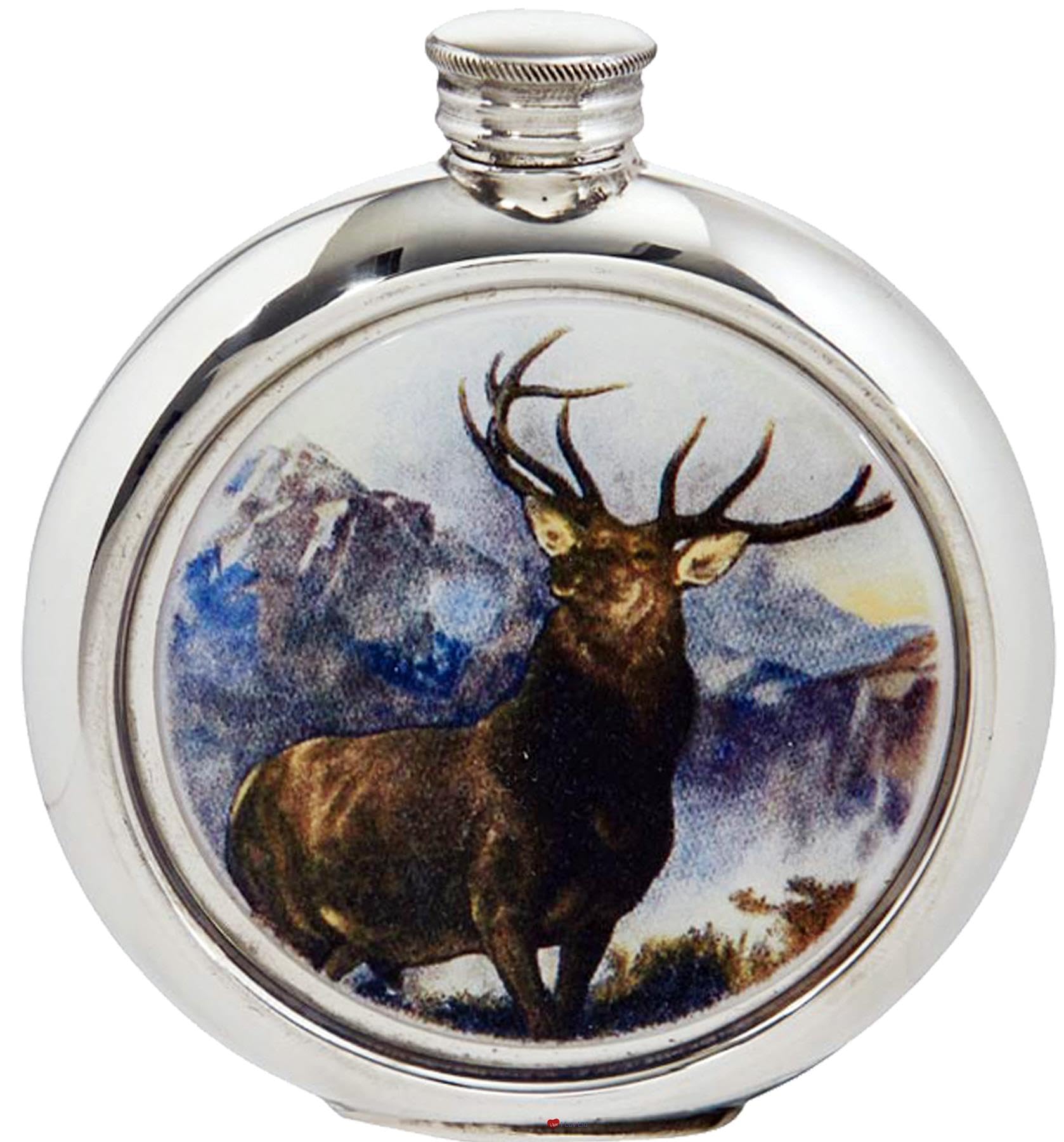 Flasque ronde étain 6 oz étanche pour alcool avec motif animalier et bouchon vissé