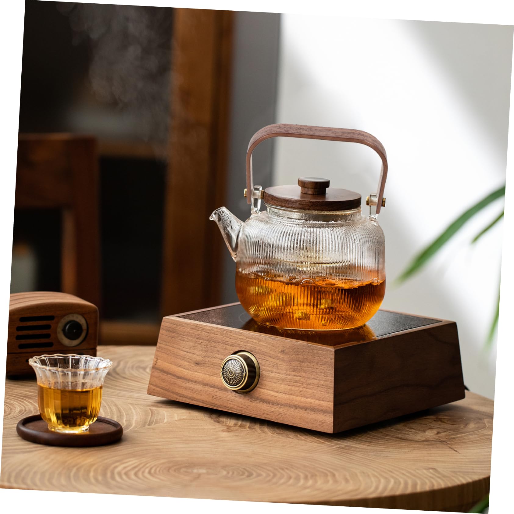 Tetera de Madera de Nogal Asa Resistente al Desgaste, Ligera y Fácil de Instalar, Adecuado para Utensilios de Cocina Hogar, Pack de 2 Piezas