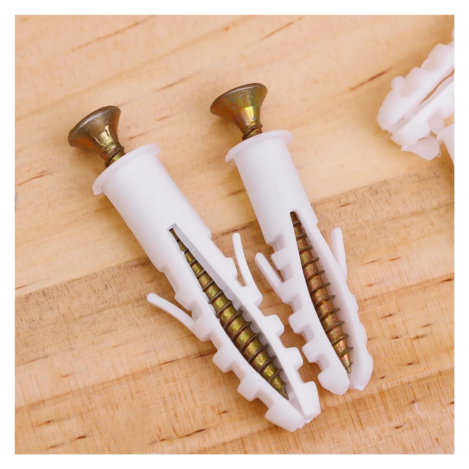 Boulons à expansion en plastique Tube d'expansion de clous en plastique multi-tailles, bouchons d'ancrage muraux, vis, outils de fixation(200pcs- (2packs),4x1cm)