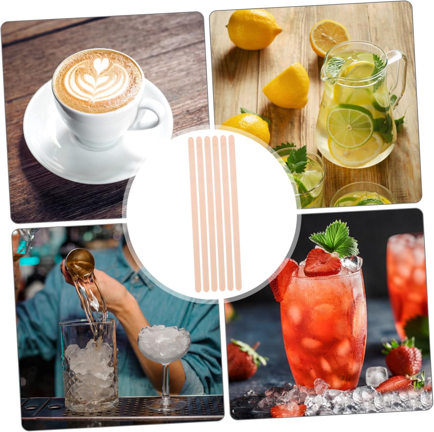Garneck Set of 500 Wooden Stirrers Mixers for Coffee Hot Dogs Smooth Safe Single Paper Sleeve Easy to Handle