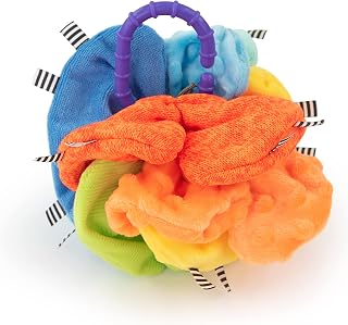 Sassy Crinkle Ball Sensory Toy for Babies 3+ Months - Textured Crinkle Fabrics, High Contrast Colors for Vision Development
