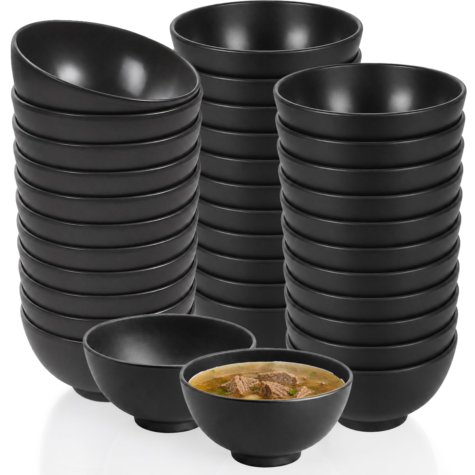 OJMHD 36 Pcs Small Melamine Bowls Bulk, 300 ml Black Sereal Bowls for Kids