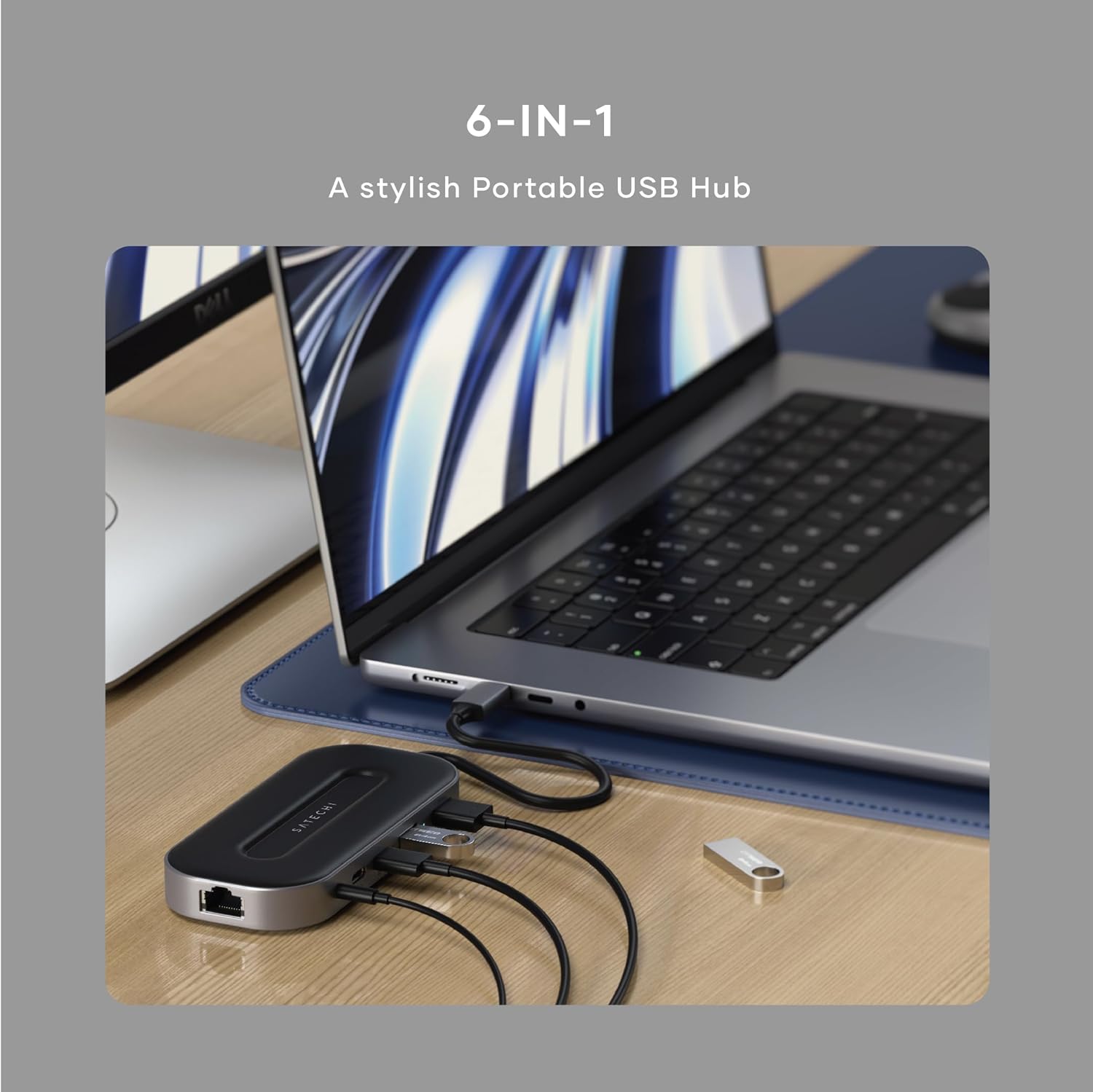 Satechi USB C Hub Multiport Adapter, USB4 6 in 1 with 8K HDMI, 100W USB C PD Charging, 2X USBC and 1x USB-A Data Ports, Ethernet, Audio Jack, for M5 MacBook & Windows