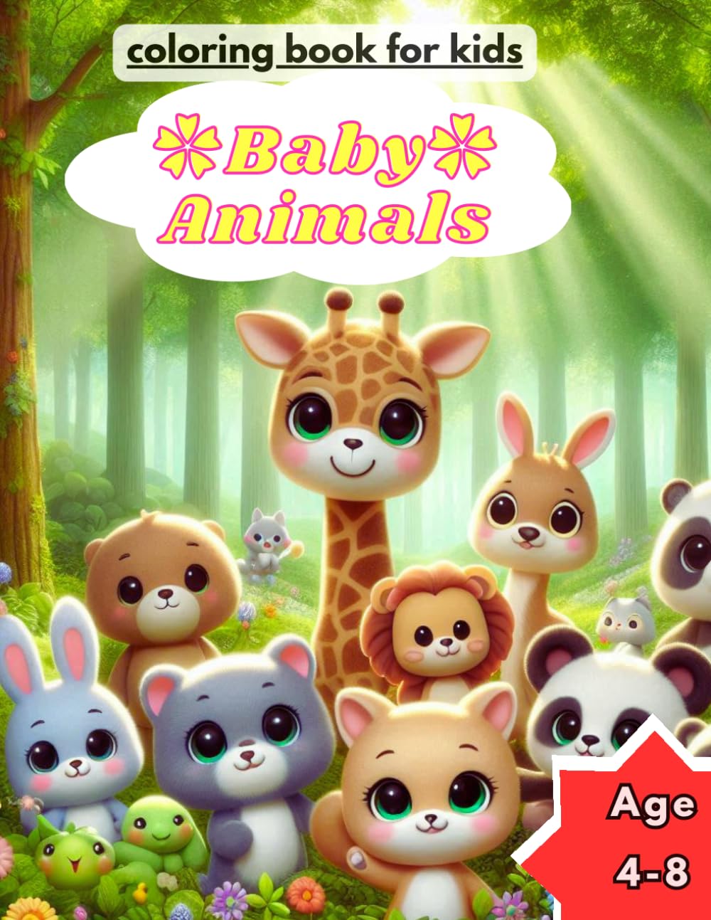 Baby Kawaii Animals Coloring Book for Kids Ages 4-8: Cute Animals doing funny activities