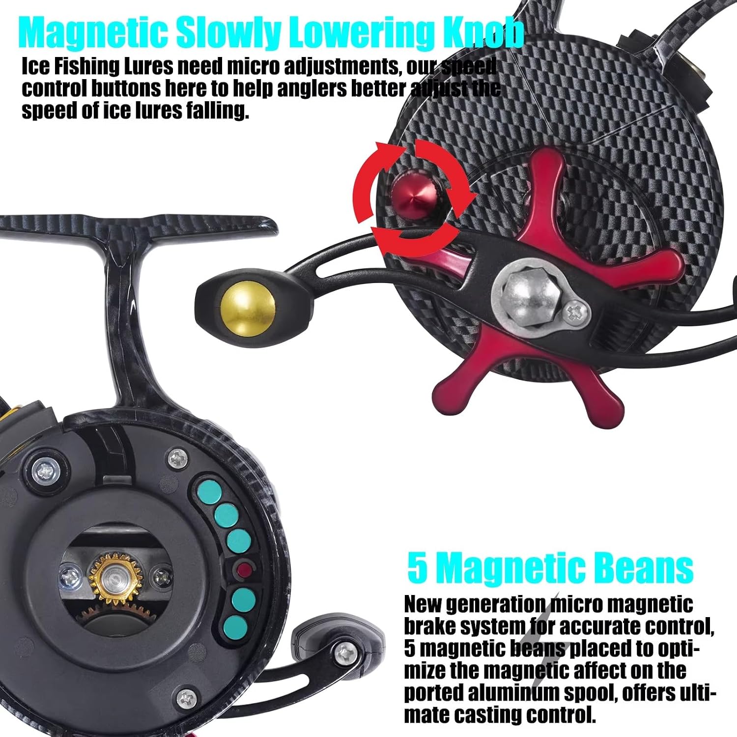 Fishing Reel with Ergonomic Grip for Left and Right Hands Ice Fishing Accessories