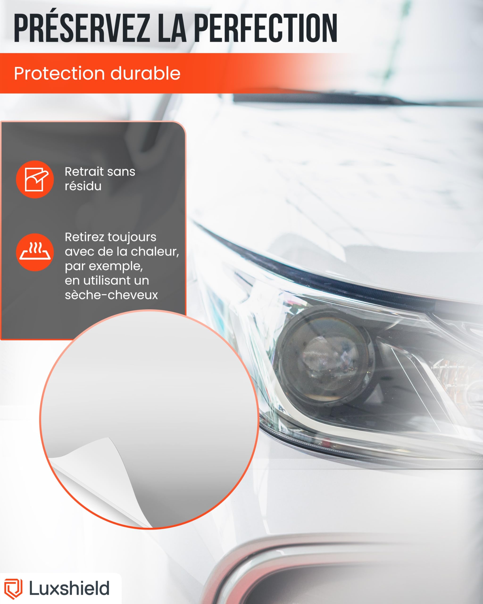 Luxshield Film de protection de peinture 15x200cm pour voitures, motos, vélos - autocollant, au mètre, transparent mat, fabriqué en Allemagne